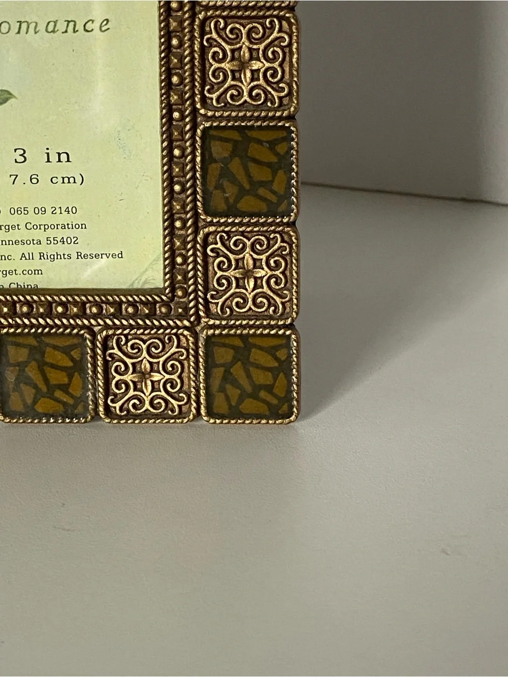 Vintage Metal Square Photo Frame 3x3” Embossed & Mosaic Look Squares EUC Burnes